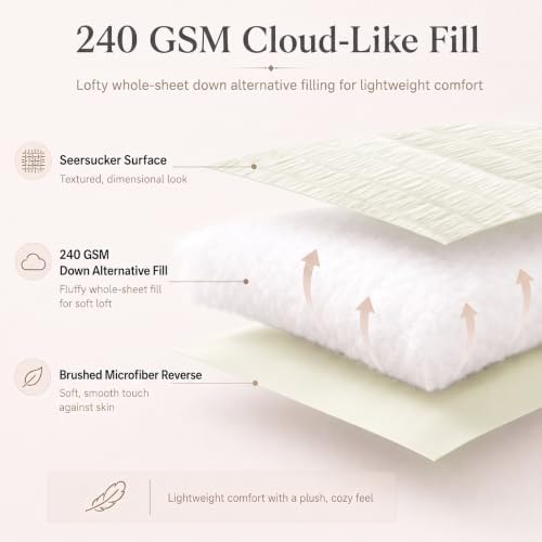 CozyLux King Size Comforter Set, 7 Pieces Ivory Seersucker Bed in a Bag - Image 3