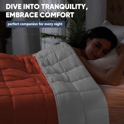yescool Weighted Blanket for Adults (17 lbs, 60" x 80", Orange) Cooling Heavy Blanket for Sleeping Perfect for 110-130 lbs, Queen Size Breathable Blanket with Premium Glass Bead, Machine Washable - Image 7