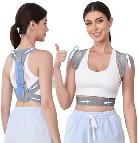 FORTEMOTUS Posture Corrector for Women Men - Back Straightener with Armpit Pad, Adjustable Posture Corrector Women Men, Upper & Lower Back Pain Relief, Targets Scoliosis, Hunchback, Hump, Thoracic, Spine,XL Size,Grey by FORTEMOTUS