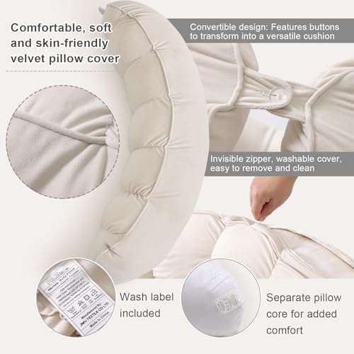 Peallow(Pat. Pend) – Long Round Body Pillow for Adults, Bolster Pillow for Sleeping, Soft and Supportive Pillow for Sleeping & Lumbar Support (Misty White, 29.5") - Image 4