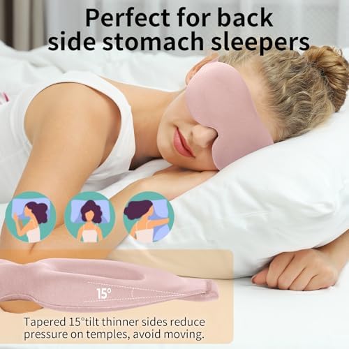 NEWVANGA Sleep Mask for Back and Side Sleeper, Travel Eye Cover, Pink - Image 2