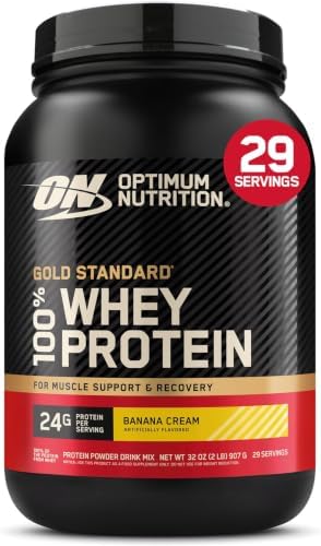 Optimum Nutrition Gold Standard 100% Whey Protein Powder, Banana Cream, 2 Pound (Packaging May Vary) (Pack of 6) by OPTIMUMNUTRITION