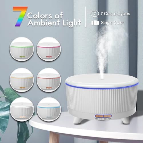 Diffusers for Essential Oils Large Room, 500ml Aromatherapy Diffuser Cool Mist Humidifier with Remote Control,7 Colors Lights & 3 Mist Mode Waterless Auto Off for Women Office Home W - Image 4