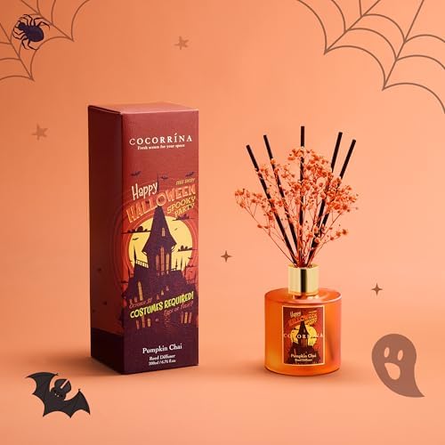 COCORRÍNA Reed Diffuser - Pumpkin Chai 6.7 fl oz Scented Diffuser with 8 Sticks Home Fragrance Bathroom Shelf Decor (Halloween Collection) - Image 2