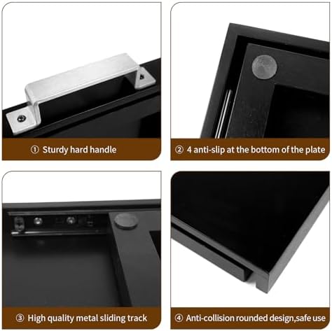 Natural Acacia Black Sliding Tray for Coffee Machine, Kitchen Appliance Slider - Image 6
