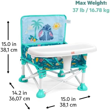 Bright Starts Disney Stitch Pop 'N Sit Portable Booster, Indoor/Outdoor Use, Floor Seat with Feeding Tray, Blue, 6 Mos - 3 Yrs - Image 4