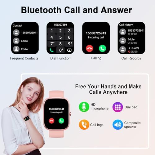 Smart Watch for Women (Answer/Make Call), 1.91"HD Touch Screen Smartwatch with Heart Rate/Sleep Monitor/Pedometer/Calories, 113+ Sports Fitness Watch, IP68 Waterproof Activity Tracker for Android iOS - Image 3