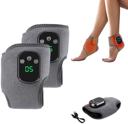 Portable Foot and Ankle Massager with Heat – 3-Speed Vibration & 5-Temperature Settings, Wireless for Pain Relief, Swelling, Plantar Fasciitis, Travel & Home Use (2) by Unknown