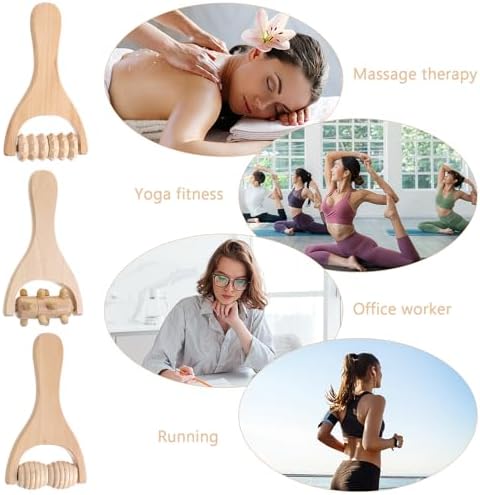 Abeillo 3Pcs Wood Therapy Massage Tools Wooden Massage Rollers, Hand Massage Tools Manual Muscle Roller Stick for Relaxes Thigh, Leg, Hands Full Body Muscle Men Women - Image 2