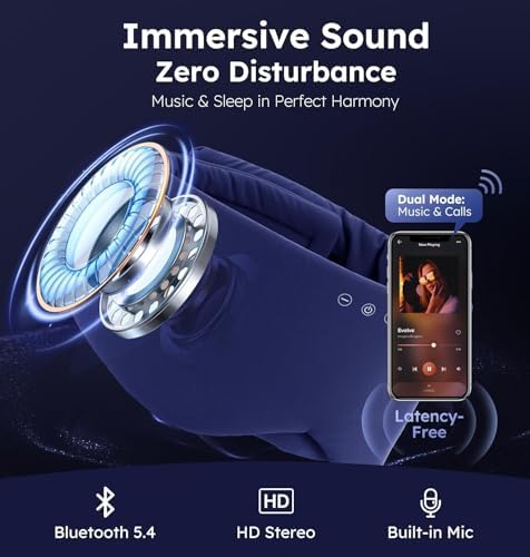 Luxury Bluetooth 5.4 Sleep Mask for Adults - Ice Fiber Cooling & HD Sound, 100% Light Blocking Adjustable Eye Cover for Travel & Side Sleepers - Soft Sleep Headphones with 10H Playtime (Blue) - Image 3