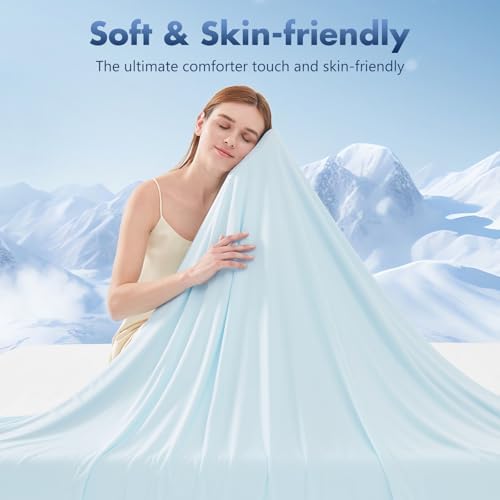 GOHERO Cooling Blanket Queen - Arc-Chill Q-Max >0.5 Cool Summer Blanket for Hot Sleepers - Double Design Lightweight Blanket Absorbs Heat to Keep Cool on Warm Nights(90"x90") Blue - Image 3