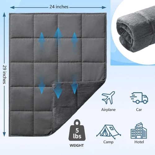 L'AGRATY Weighted Lap Blanket 5lb: Small Weighted Blanket for Adults Portable Travel - Cooling Pad for Relaxation Sleeping - Cozy Washable All-Season (29" x 24") - Image 6