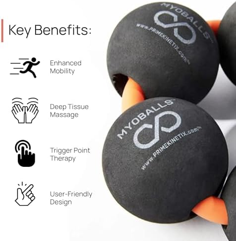 PRIMEKINETIX MyoBalls Foam Roller - Foam Rollers for Muscles, Enhanced Mobility, Deep Tissue & Full Body Massage, Trigger Point Therapy, for Athletes & Active Lifestyles, 1 Set of 5 Balls, Black - Image 6