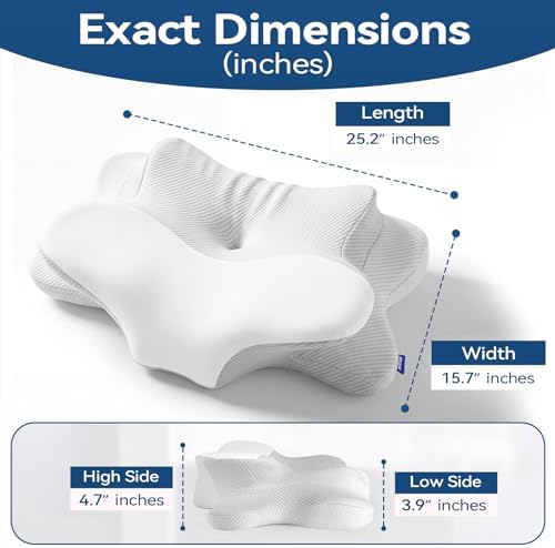 Cervical Neck Pillow - Memory Foam Pillow for Pain Relief Sleeping, Ergonomic Neck Support Contour Pillows for Side Back Stomach Sleepers,Orthopedic Breathable Pillowcase (Ivory) - Image 2