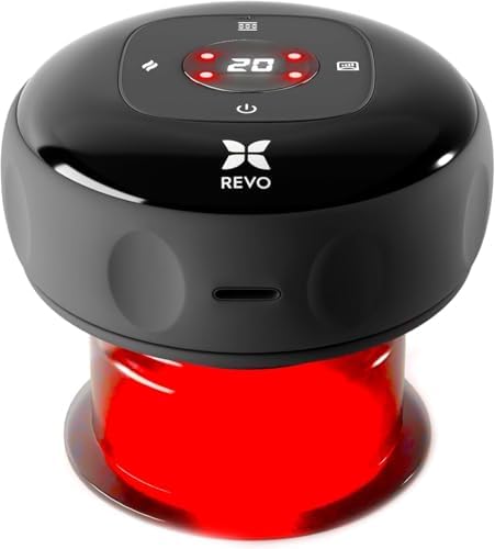 REVO The Original 4-in-1 Smart Cupping Massager with LED Light, Heat, Dynamic Suction & Vibration Massage, Portable Cordless Rechargeable Cupping Device for Body- 1 Pack by Revomadic