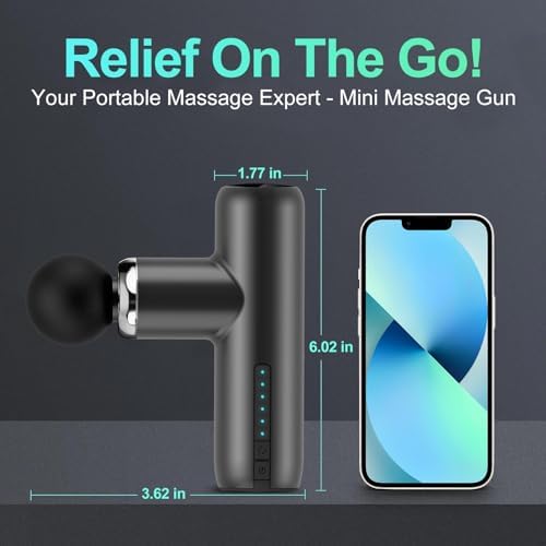 Mini Massage Gun Pocket-Sized Massage Gun Deep Tissue Quiet, Portable Percussion Muscle Travel Massager Gun, Back/Neck Massager for Pain Relief Deep Tissue (Gray) - Image 2