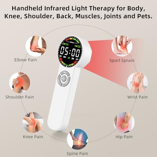 Handheld Red Light Therapy Device with Pulse Mode, 3 Wavelengths Infrared & Near Infrared Light Therapy for Body, Knee, Shoulder, Back, Joints & Muscles, 5 Core Modes, Safe for Humans and Pets - Image 2