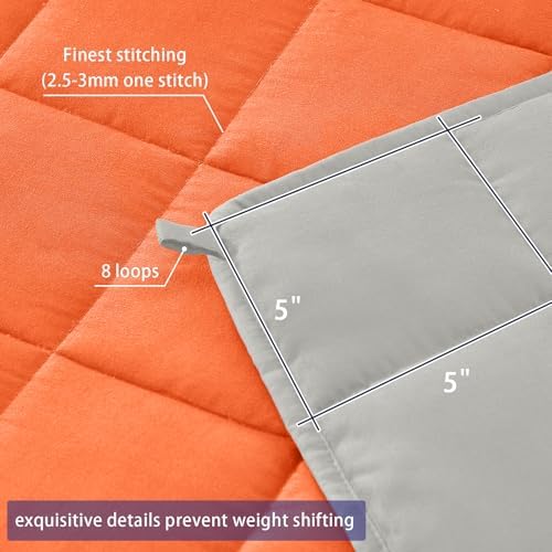 yescool Weighted Blanket for Adults (15 lbs, 48" x 72", Orange) Cooling Heavy Blanket for Sleeping Perfect for 140-160 lbs, Twin Size Breathable Blanket with Premium Glass Bead, Machine Washable - Image 4