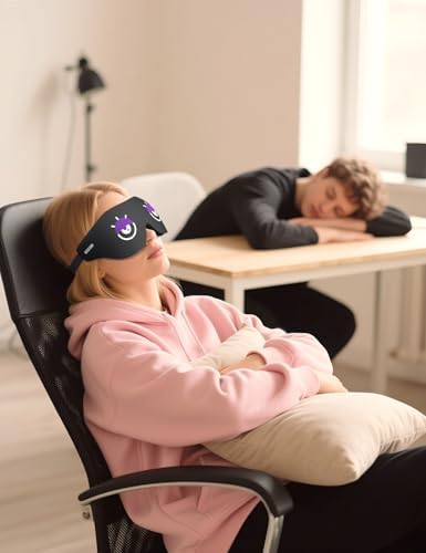 EVA BELLE Sleep Mask Women Men, Comfy Blackout Eye Mask for Deep Sleep, 3D Memory Foam Sleeping Mask, Silk Sleep Eye Cover, Cute Funny Eyeshade Covers, Adjustable Elastic Strap & Soft Breathable - Image 7