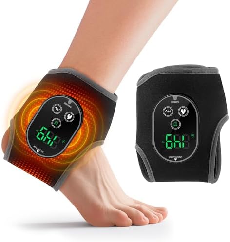 Cordless Ankle Massager for Pain Relief, Foot Massager for Neuropathy, Foot and Ankle Massager, Rechargeable 3000mAh Battery, 4 Heat Levels 3 Vibration Modes, Black by ROHVEMJ