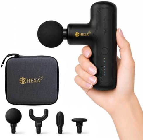 Hexa Mini Massage Gun Deep Tissue, Portable Muscle Massager, Black by HEXA