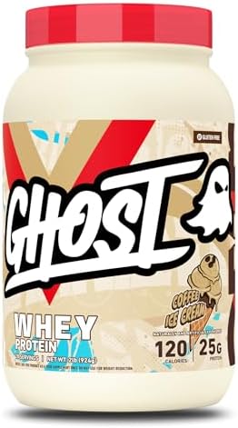 GHOST Whey Protein Powder, Coffee Ice Cream - 2LB, 25G of Protein by GHOST