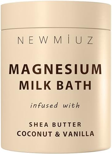 Creamy Magnesium Milk Bath Soak Powder Moisturize Soften Skin Coconut Vanilla Shea Butter Luxury Spa Bath Salt Relaxation Selfcare Gifts for Women by NewMiuz