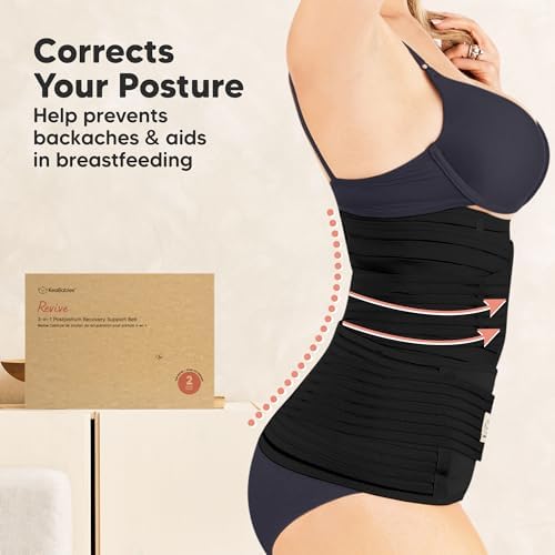 3in1 Postpartum Belly Support Recovery Wrap Band 2pk (Black/Ivory, M/L) - Image 5
