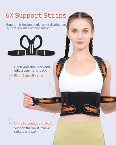 Back Brace Posture Corrector Women Pain Relief, Black, Large - Image 4