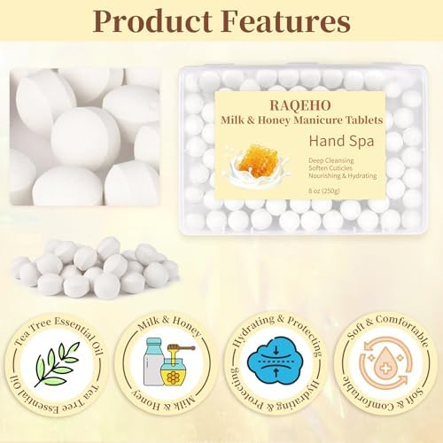 Manicure Spa Balls 8oz - Moisturizing Nail Soak Tablet, Milk & Honey - Image 4