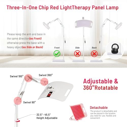 Red Light Therapy for Body face Back Knee, 660nm 850nm Near Infrared Light Therapy with Stand, 3-in-1 LED Beads Light, Larger Panel for Face Body, Gift for Mom Women Wife Sister Girlfriend - Image 6