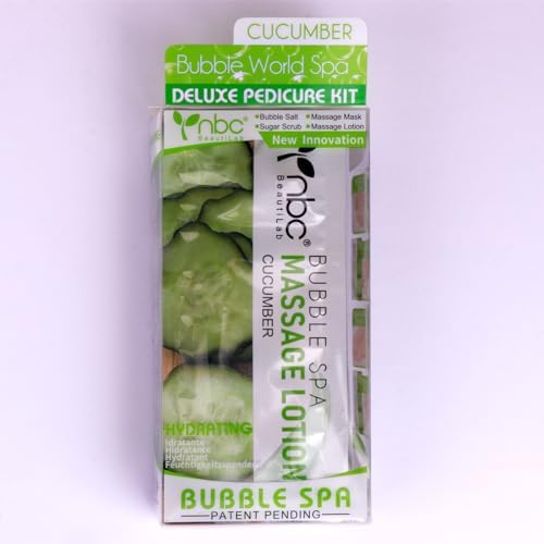 Pedicure Kit Foot Soak Set: Bubble Salt, Sugar Scrub, Massage Mask, Massage Lotion in a Box, 4 Step Foot Spa Kit for Dry Feet,Tired Feet(1 Set Cucumber) - Image 6