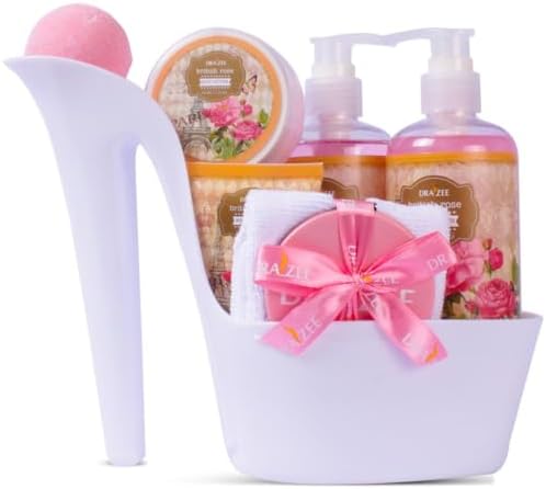 Draizee Heel Shoe Spa Gift Basket for Women, 8 Pc British Rose Scented by Draizee