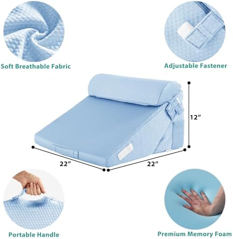 Bedluxe Wedge Pillow Set for After Surgery, Orthopedic Bed Wedge Light Blue - Image 2