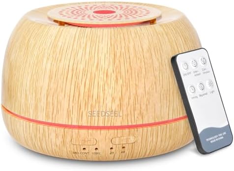 SEEDSEEL 300ML Essential Oil Diffuser 8 Hours Run Time, Aromatherapy Diffuser with Remote Control,7-Color LED for Home by SEEDSEEL