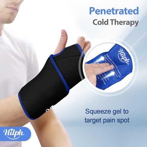 Hilph Wrist Ice Pack Wrap, Carpal Tunnel Relief Wrist Brace with 2 Gel Pack - Image 2
