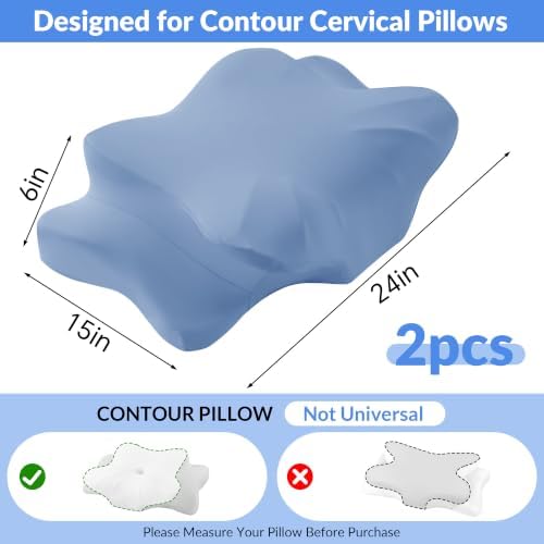 HOMBYS 2 Pack 100% Cotton Cervical Pillowcases, (Only Pillowcase) - Image 2