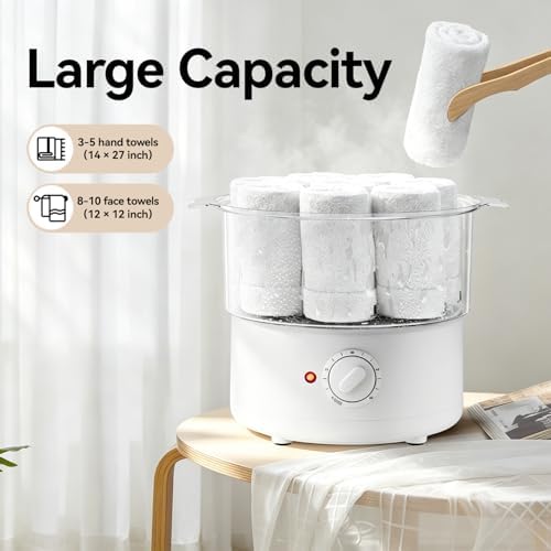 Mini Hot Towel Warmer - 1 min Steam & 60℃ in 20mins, Towel Steamer for Facials/Barber/Massage, Portable 2.4lbs Small Heater for Home Spa/Bathroom/Light Salon Use (White-X-Small) - Image 4