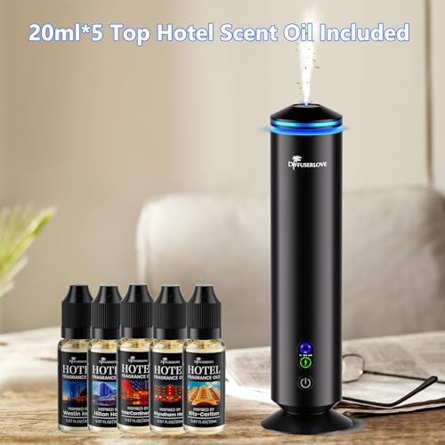 Diffuserlove Full Metal Body Waterless Scent Diffuser with 5 Hotel Scent Oils Hotel Diffuser Waterless Aromatherapy Essential Oil Diffuser UP to 1000 Sq Ft Coverage for Home Office - Image 4