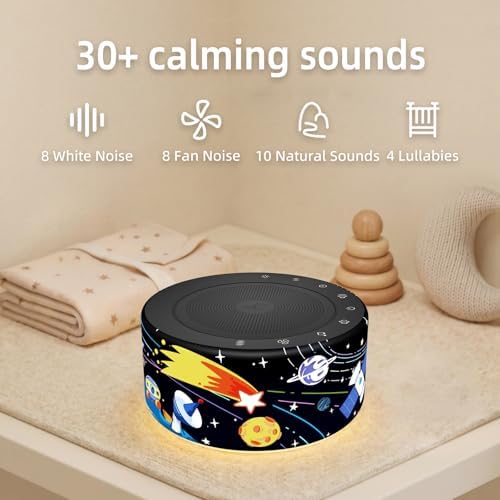 Kipcush White Noise Machine for Baby & Adults, Sleep Sound Machine with 30 Soothing Sounds, 8-Color Night Light, Memory Function, White Noise for Sleeping, Nursery, Office, Travel, Relaxation - Image 3