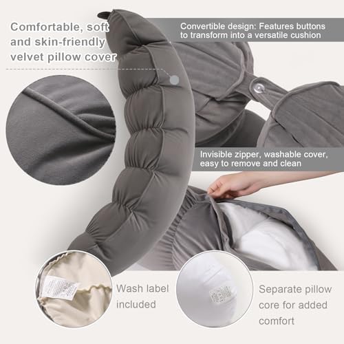 Peallow(Pat. Pend) – Long Round Body Pillow for Adults, Bolster Pillow for Sleeping, Soft and Supportive Pillow for Sleeping & Lumbar Support (Urban Grey, 39") - Image 4