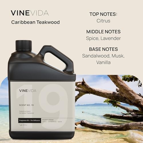VINEVIDA [128 Fl Oz] Caribbean Teakwood Fragrance Oil for Cold Air Diffusers, Essential Oils for Diffuser Oil Refill & Air Freshener Room Spray - Image 4