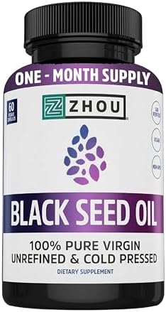 ZHOU Black Seed Oil Capsules - Nigella Sativa - 60 Capsules (Pack of 1) by ZhouNutrition