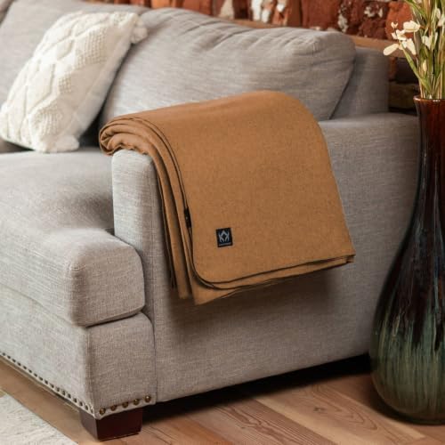 Arcturus Tahoe Wool Bed Blanket | Soft, Breathable Wool Blanket for Year-Round Comfort - Queen Size (90"x 108") | Thick & Washable (Camel) - Image 5