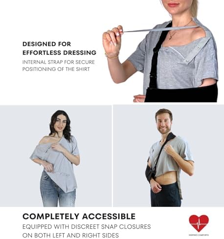 Inspired Comforts Unisex Post Surgery & Rehab V Neck Dual Access Snap Shirt - Image 4
