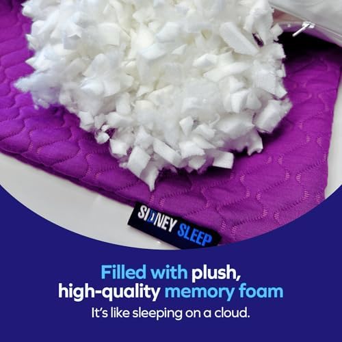 Sidney Sleep Adjustable Bed Pillow for Neck and Shoulder Support with Extra Shredded Fill - Cervical Contour Pillow for Side and Back Sleepers. Standard Size 19" x 26" CertiPUR-US Certified (Magenta) - Image 5