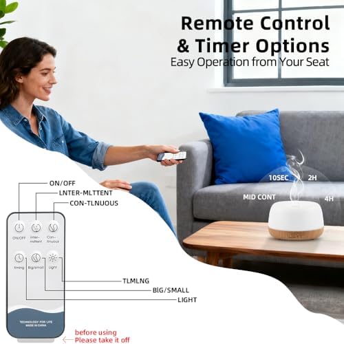 300ml Essential Oil Diffuser with Remote and 7-Color LED Light - Image 4