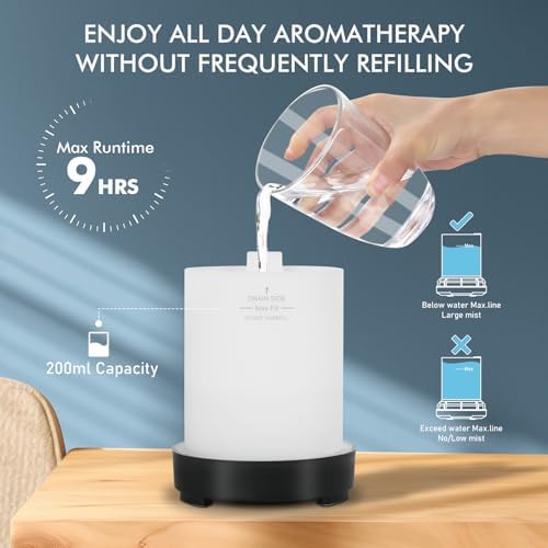 Aromatherapy Essential Oil Diffuser for Home- Art Glass Diffuser for Essential Oils with Waterless Auto Shut-Off 4 Timer 7 Colors LED Night Light for Home Office Decor Gifts for Women - Image 5