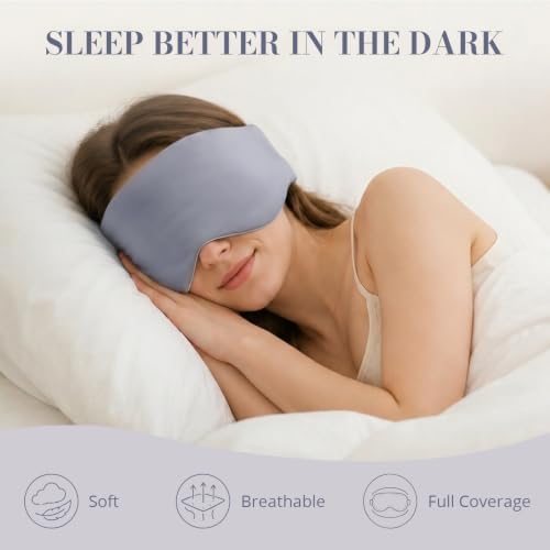Sleep Mask for Women Men, Reversible Eye Mask Sleeping with Cozy & Cooling Sides, Adjustable Velcro Band, Blackout Face-Hugging Padded Eye Cover for Sleeping Travel Office, Grey/White - Image 2