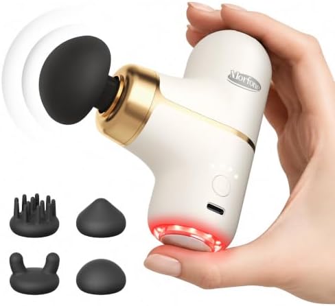 Super Mini Massage Gun with Heat & Red Light, 0.48 lb Travel Massage Gun by Morfone